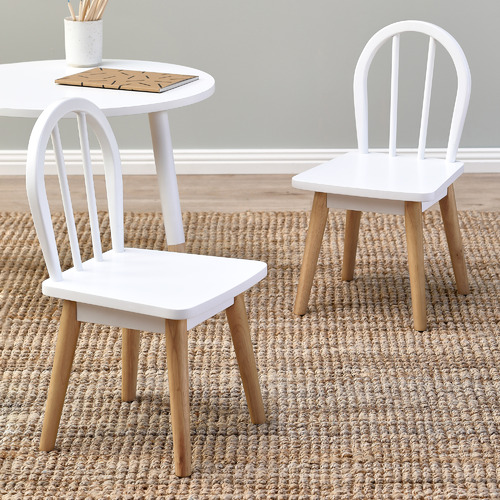 Temple Webster Kids White Natural Isla Chairs